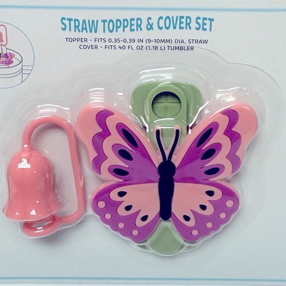 NWT Target Bullseye Playground Straw Topper & Cover Set- Butterfly - Picture 2 of 5